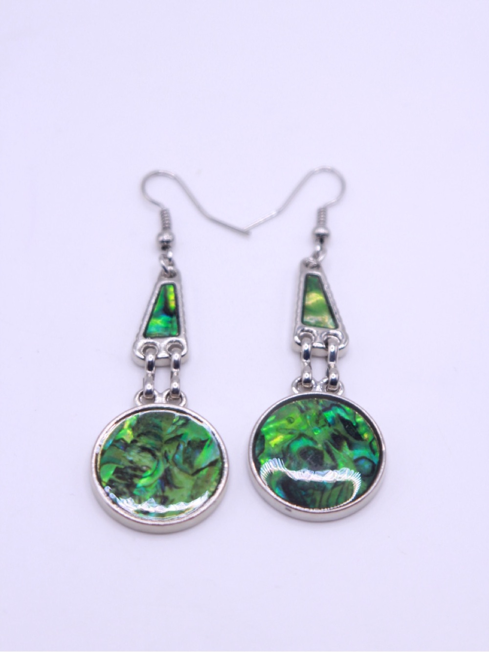 Green Abalone style Drop Earrings